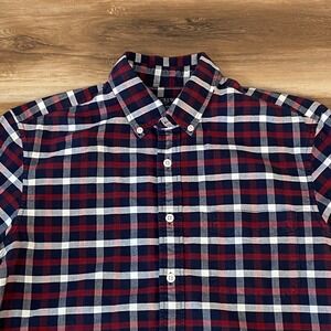 J.Crew Flex Oxford Shirt Mens Medium Plaid Button Down Long Sleeve Casual